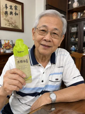 顧客手持虎奶菇養氣飲隨身包