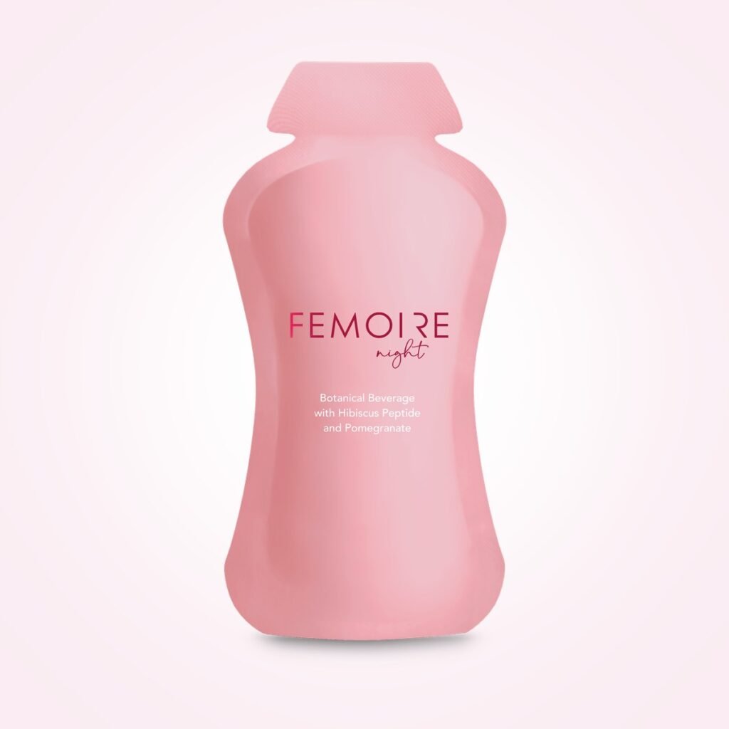 FEMOIRE Night 玫瑰養顏飲粉色外盒與瓶型隨身包